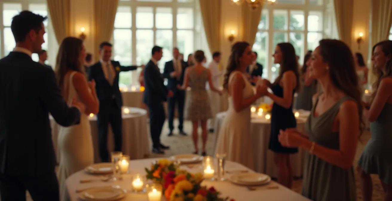 Ampio salone elegante con persone che conversano durante un ricevimento